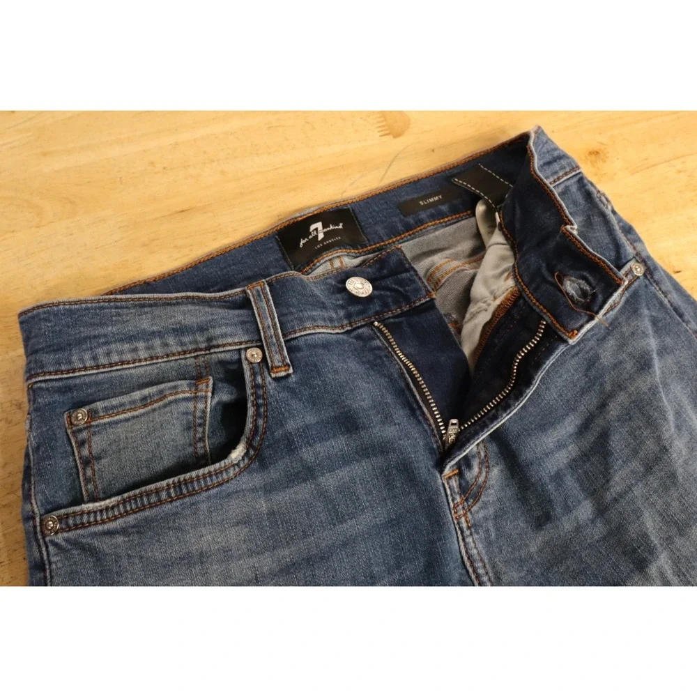 Mens 7FAM Seven 7 For All Mankind Jeans Pants Slimmy Size 30x32 Blue Stretch